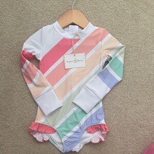Organic Daisy Kids Pastel Striped Rashguard